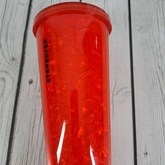 Starbucks Heart Embossed Venti Valentine’s Day Tumbler Cup w/ Lid No Straw Rare - Picture 3 of 14
